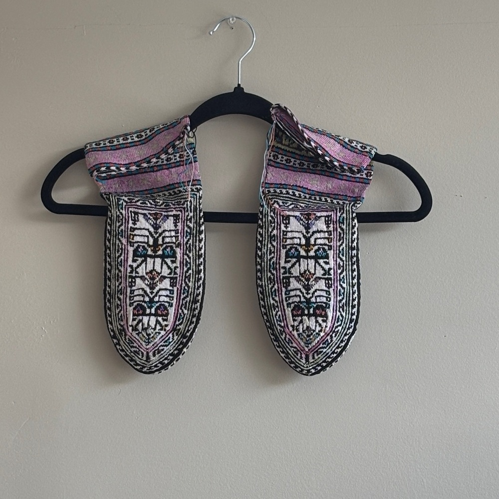 Pink and Black Embroidered Women's Slippers